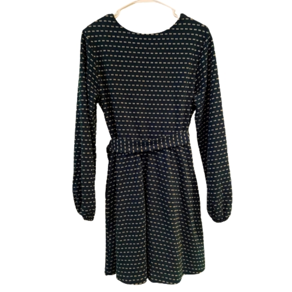 Maeve by Anthropologie Malta belted long sleeve green dress v-neck size large - Picture 3 of 8
